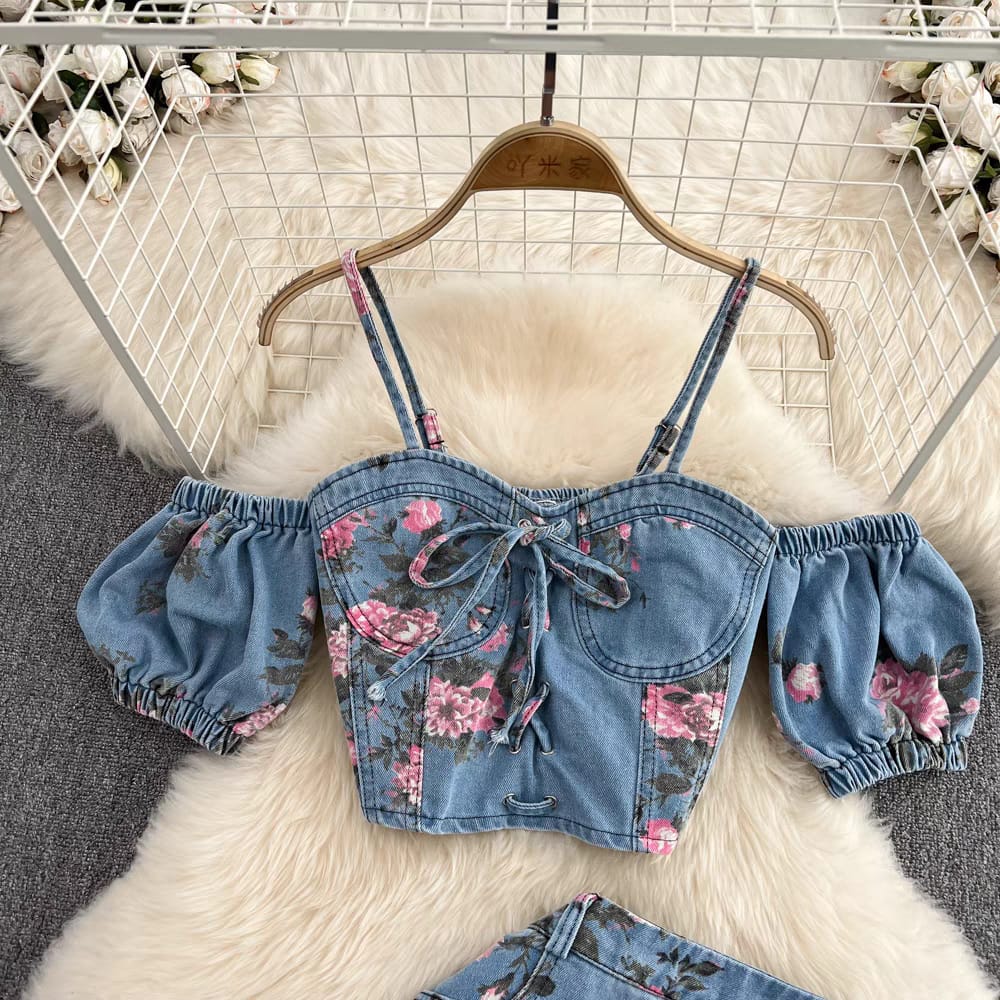 Jennifer Floral Denim Coord Set