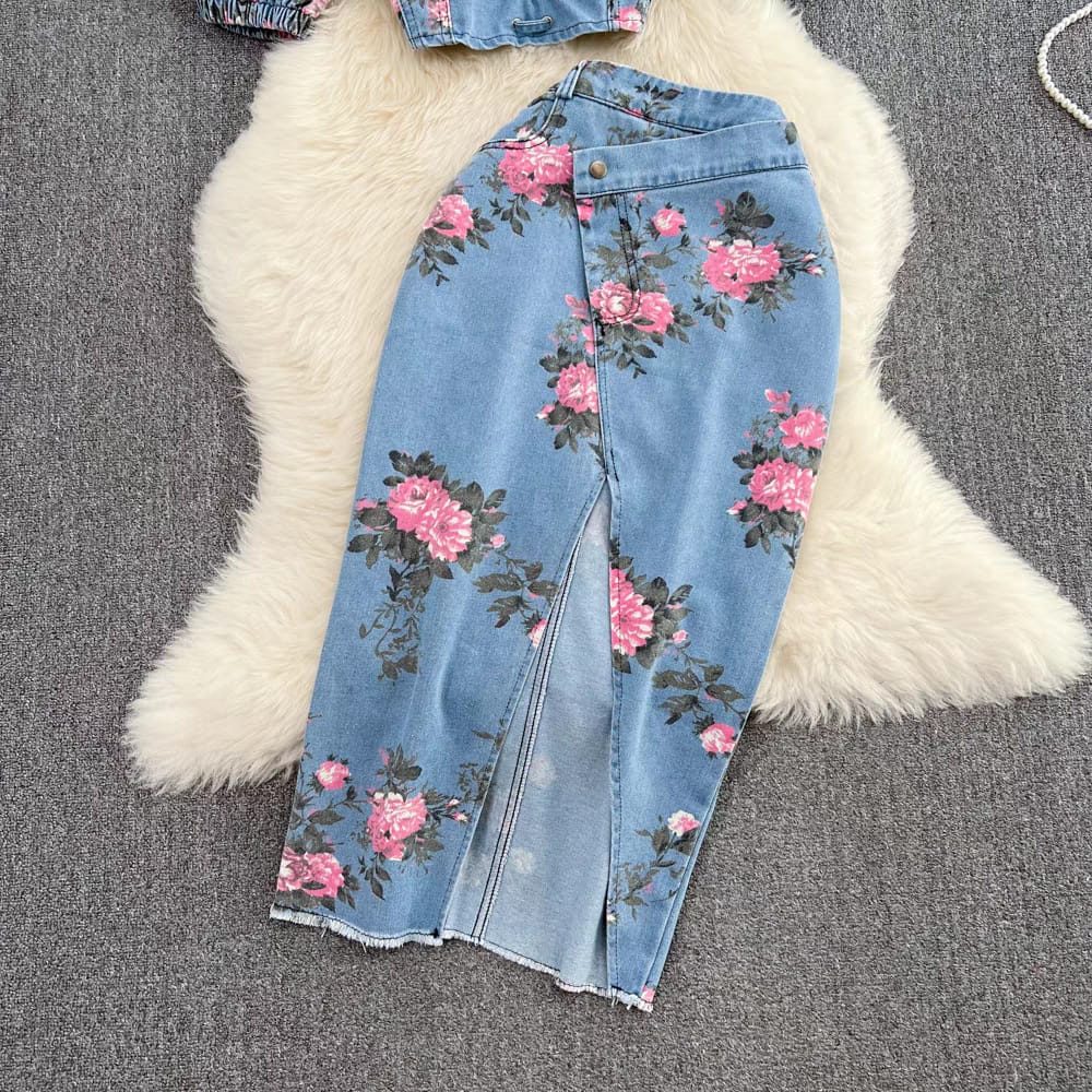 Jennifer Floral Denim Coord Set