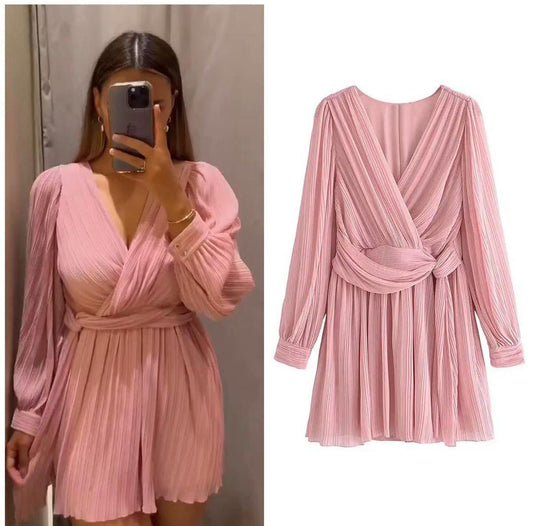 Pink Pleated Dress