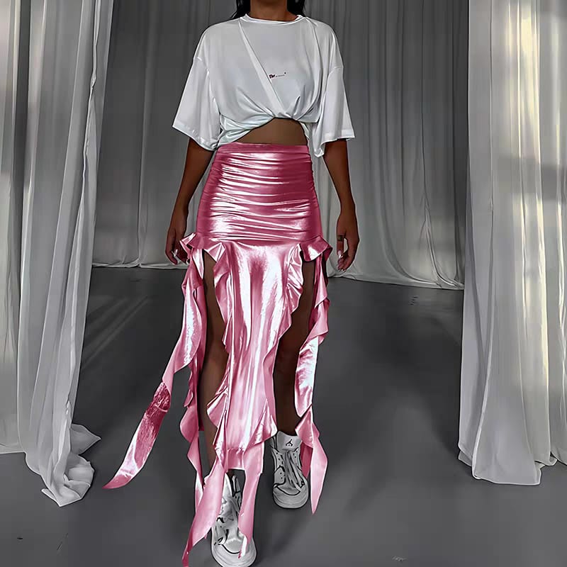 Hailey Metallic High Waist Skirt