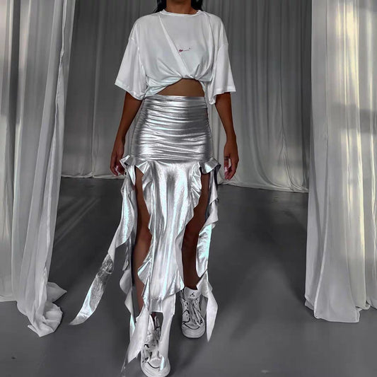 Hailey Metallic High Waist Skirt