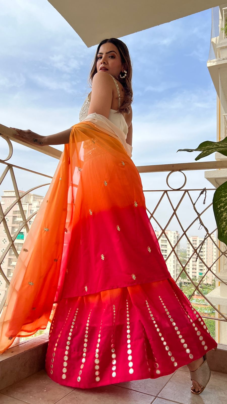 Ombre Lehenga with Shrug