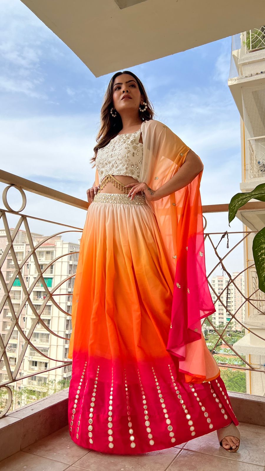 Ombre Lehenga with Shrug