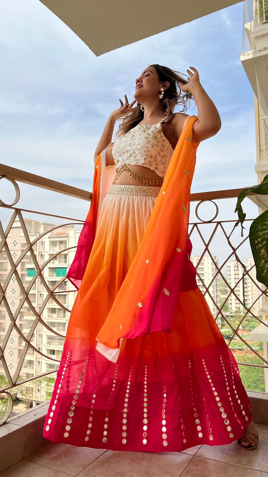 Ombre Lehenga with Shrug