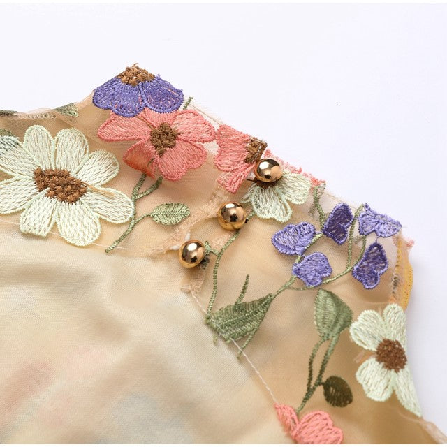 Floral Embroidery Backless Sheath Dress